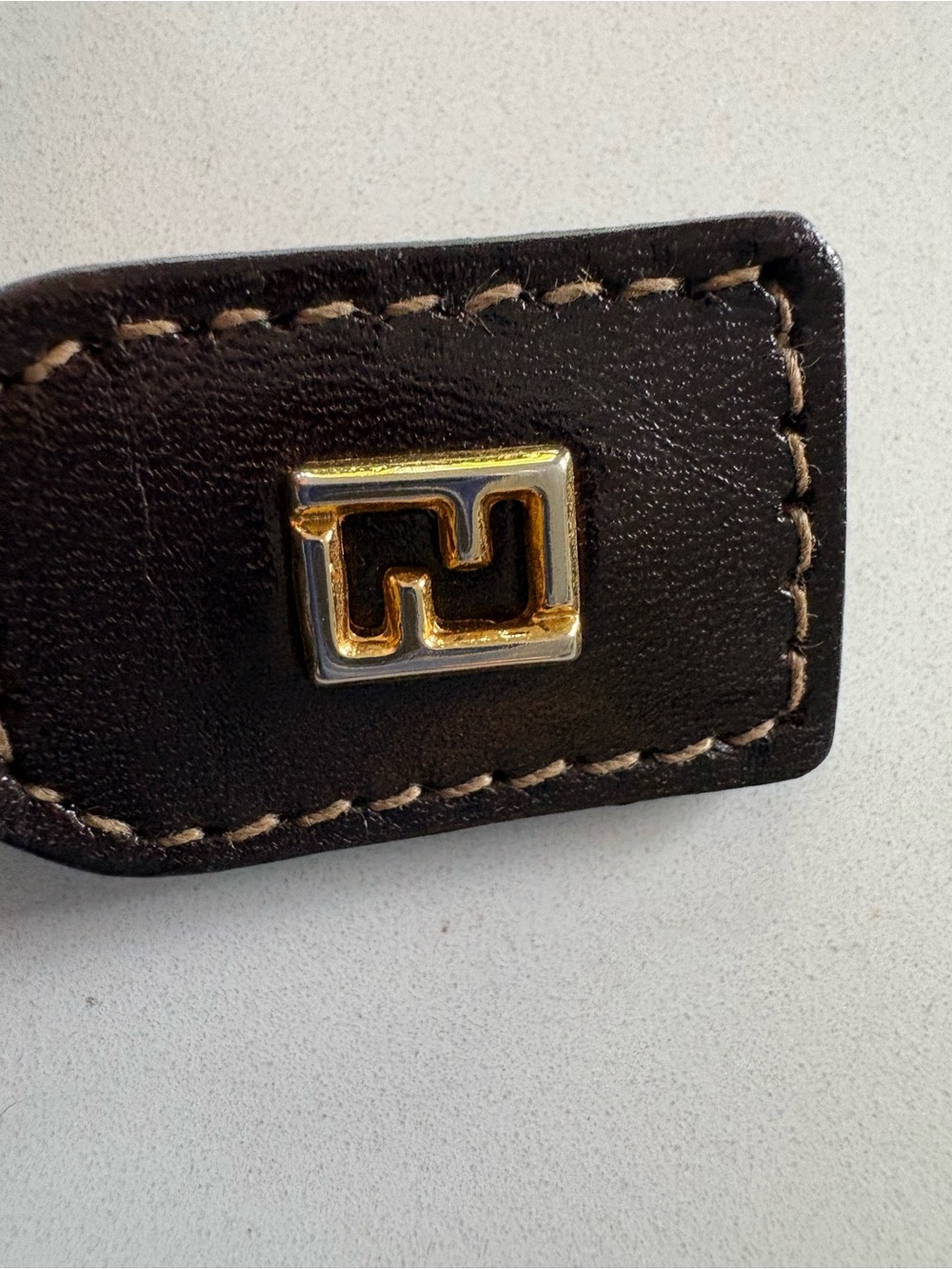 Fendi Brown FF Logo Canvas Pouch with brown leather trim - Picture 4 of 11